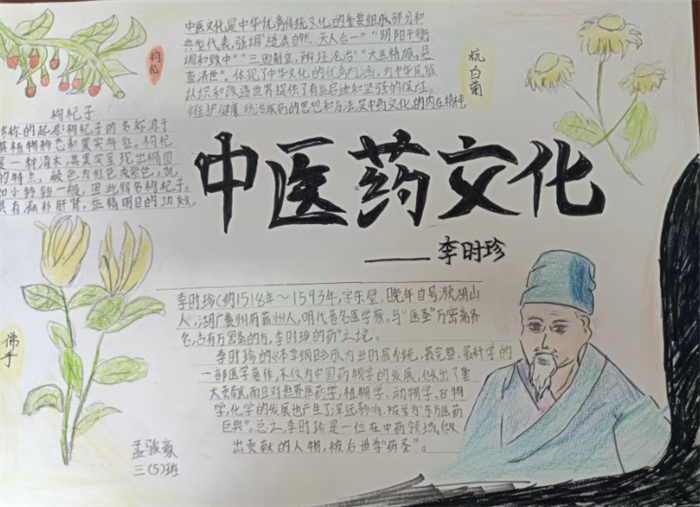 学校还组织开展了题为弘扬中医药传统文化,传承中华国粹精华手抄报